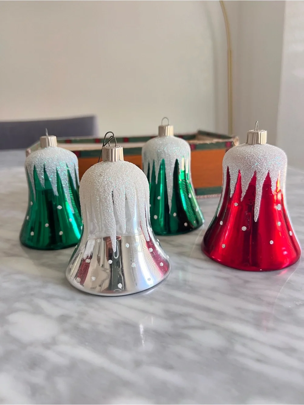 Vintage Holiday Glass Ornaments - Red, Green, Silver